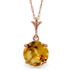 ALARRI 1.15 Carat 14K Solid Rose Gold Single Round Citrine Necklace