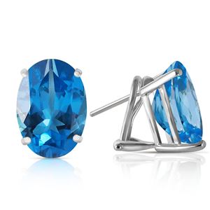 ALARRI 16 CTW 14K Solid White Gold French Clips Earrings Natural Blue Topaz