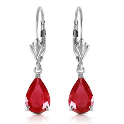 ALARRI 3.5 Carat 14K Solid White Gold Leverback Earrings Ruby