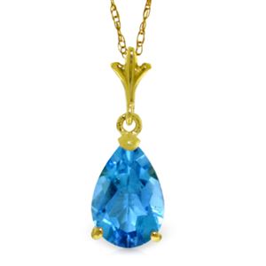 ALARRI 1.5 Carat 14K Solid Gold Life Is Everywhere Blue Topaz Necklace