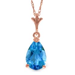 ALARRI 1.5 Carat 14K Solid Rose Gold Pear Blue Topaz Necklace