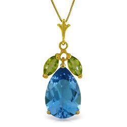 ALARRI 6.5 Carat 14K Solid Gold June Morning Blue Topaz Peridot Necklace