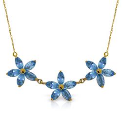 ALARRI 4.2 Carat 14K Solid Gold Inheritance Of Joy Blue Topaz Necklace