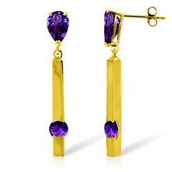 ALARRI 4.25 Carat 14K Solid Gold Bar Amethyst Drop Earrings