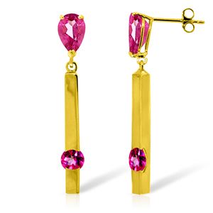 ALARRI 4.25 CTW 14K Solid Gold Bar Pink Topaz Drop Earrings