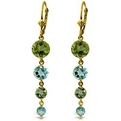 ALARRI 7.8 Carat 14K Solid Gold Chandelier Earrings Peridot Blue Topaz