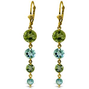 ALARRI 7.8 Carat 14K Solid Gold Chandelier Earrings Peridot Blue Topaz