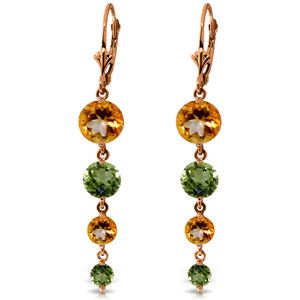 ALARRI 14K Solid Rose Gold Chandelier Earrings w/ Citrines & Peridots