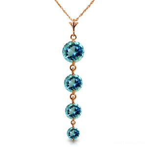 ALARRI 14K Solid Rose Gold Necklace w/ Natural Blue Topaz