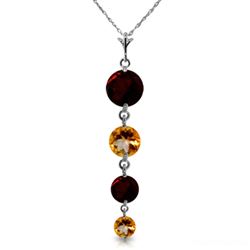 ALARRI 3.9 Carat 14K Solid White Gold Necklace Natural Garnet Citrine