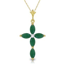 ALARRI 1.65 Carat 14K Solid Gold Necklace Natural Diamond Emerald