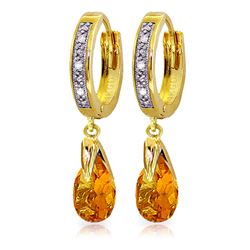 ALARRI 2.53 Carat 14K Solid Gold Hoop Earrings Diamond Citrine