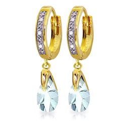 ALARRI 2.53 CTW 14K Solid Gold Hoop Earrings Diamond Aquamarine