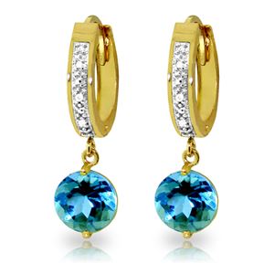 ALARRI 3.28 Carat 14K Solid Gold Organza Blue Topaz Diamond Earrings