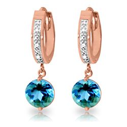 ALARRI 3.28 CTW 14K Solid Rose Gold Diamond Round Blue Topaz Drop Hoops