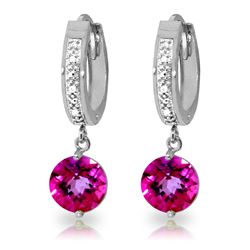 ALARRI 3.28 CTW 14K Solid White Gold Sense Of How Pink Topaz Diamond Earrings