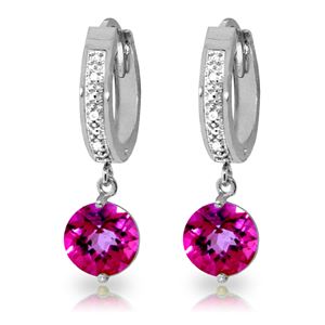 ALARRI 3.28 CTW 14K Solid White Gold Sense Of How Pink Topaz Diamond Earrings