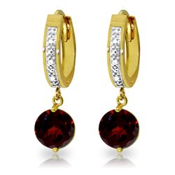 ALARRI 2.53 Carat 14K Solid Gold Hoop Earrings Diamond Garnet