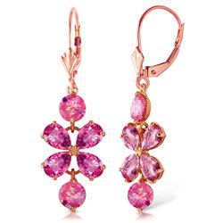 ALARRI 5.32 Carat 14K Solid Rose Gold Pink Topaz Flower Earrings