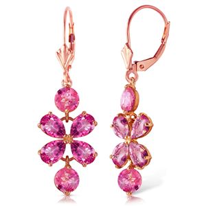 ALARRI 5.32 Carat 14K Solid Rose Gold Pink Topaz Flower Earrings