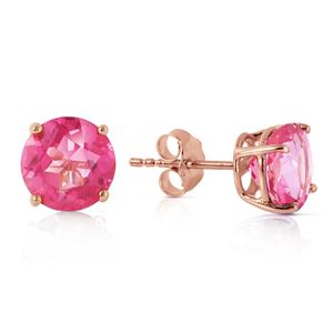 ALARRI 3.1 CTW 14K Solid Rose Gold Anna Pink Topaz Stud Earrings