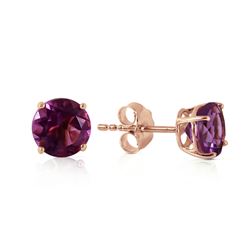 ALARRI 0.95 Carat 14K Solid Rose Gold Petite Amethyst Stud Earrings