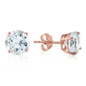 ALARRI 3.1 Carat 14K Solid Rose Gold Anna Aquamarine Stud Earrings