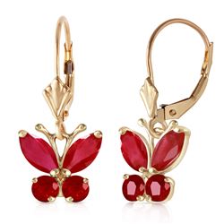 ALARRI 1.24 Carat 14K Solid Gold Butterfly Earrings Natural Ruby