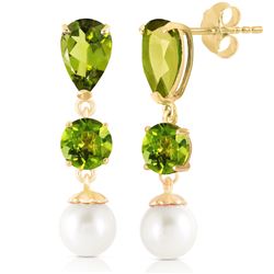 ALARRI 10.5 CTW 14K Solid Gold Chandelier Earrings Peridot Pearl