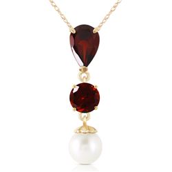 ALARRI 5.25 CTW 14K Solid Gold Necklace Garnet Pearl