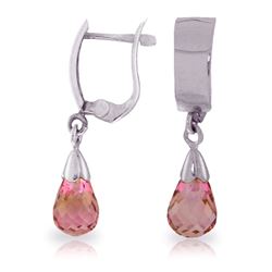 ALARRI 2.5 CTW 14K Solid White Gold Leverback Earrings Drop Pink Topaz