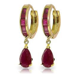 ALARRI 4.8 Carat 14K Solid Gold Hoop Huggie Earrings Ruby