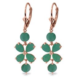 ALARRI 5.32 CTW 14K Solid Rose Gold Chandelier Earrings Natural Emerald