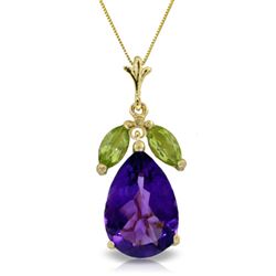 ALARRI 6.5 Carat 14K Solid Gold Ballerina Amethyst Peridot Necklace