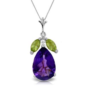 ALARRI 6.5 Carat 14K Solid White Gold 10 Minutes Early Amethyst Peridot Necklace