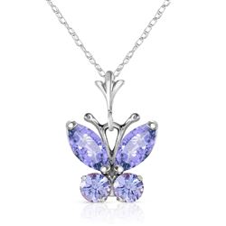 ALARRI 0.6 Carat 14K Solid White Gold Butterfly Necklace Tanzanite