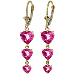 ALARRI 6 Carat 14K Solid Gold Heartthrop Pink Topaz Earrings