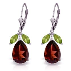 ALARRI 13 Carat 14K Solid White Gold Leverback Earrings Peridot Garnet