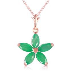 ALARRI 14K Solid Rose Gold Necklace w/ Natural Emeralds