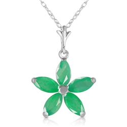 ALARRI 1.4 Carat 14K Solid White Gold Genre Emerald Necklace