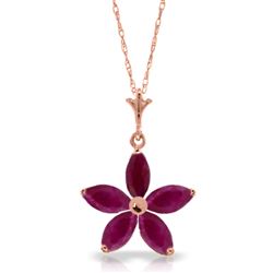 ALARRI 14K Solid Rose Gold Necklace w/ Natural Rubies