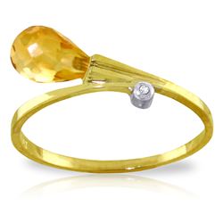 ALARRI 1.51 Carat 14K Solid Gold Ring Diamond Briolette Citrine