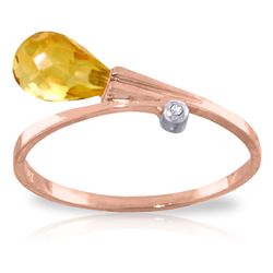 ALARRI 1.51 CTW 14K Solid Rose Gold Ring Diamond Briolette Citrine
