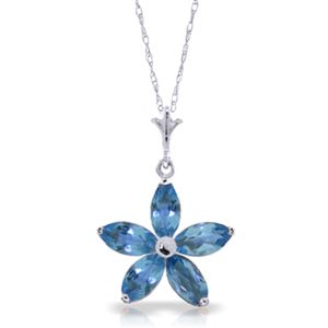 ALARRI 1.4 CTW 14K Solid White Gold Happy Days Blue Topaz Necklace