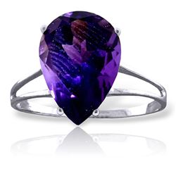 ALARRI 5 Carat 14K Solid White Gold Playing Cards Amethyst Ring