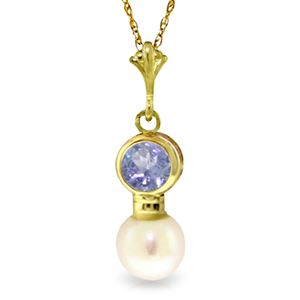 ALARRI 2.48 Carat 14K Solid Gold Necklace Tanzanite Pearl