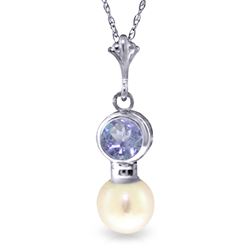 ALARRI 2.48 CTW 14K Solid White Gold Necklace Tanzanite Pearl