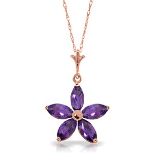 ALARRI 14K Solid Rose Gold Necklace w/ Natural Purple Amethysts