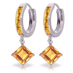 ALARRI 4.4 CTW 14K Solid White Gold Hoop Earrings Dangling Citrine