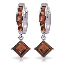 ALARRI 4.4 Carat 14K Solid White Gold Of Garnet And Men Garnet Earrings